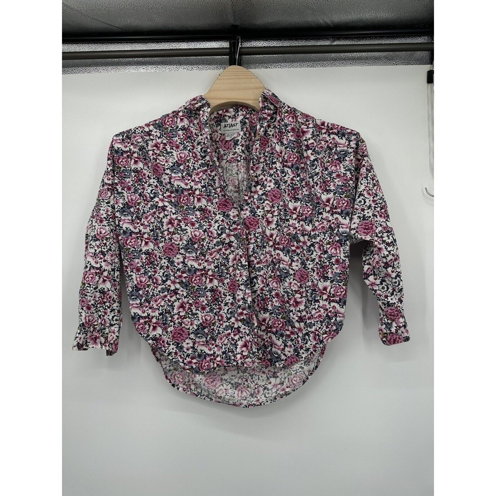 Vintage‎ 1992 NOS At Last floral button front shirt blouse 90's retro top M